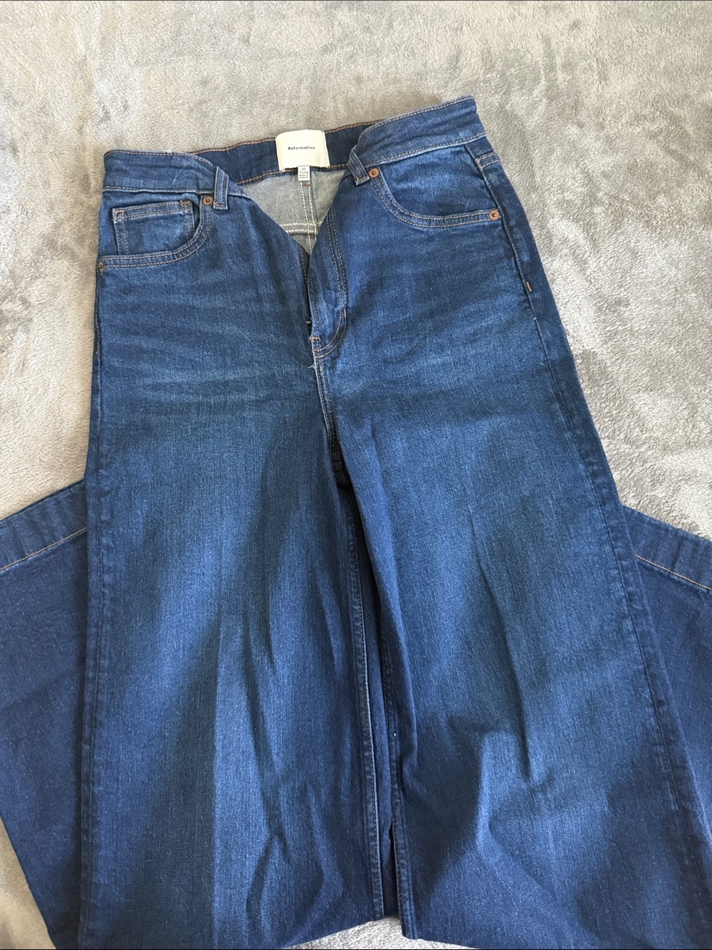 Reformation Dark Blue Wide Leg Jeans